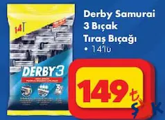 DERBY SAMURAİ 3 BIÇAK TIRAŞ BIÇAĞI 14'LÜ indirimli fiyat DERBY SAMURAİ 3 BIÇAK TIRAŞ BIÇAĞI 14'LÜ fiyat ve kampanya bilgisi